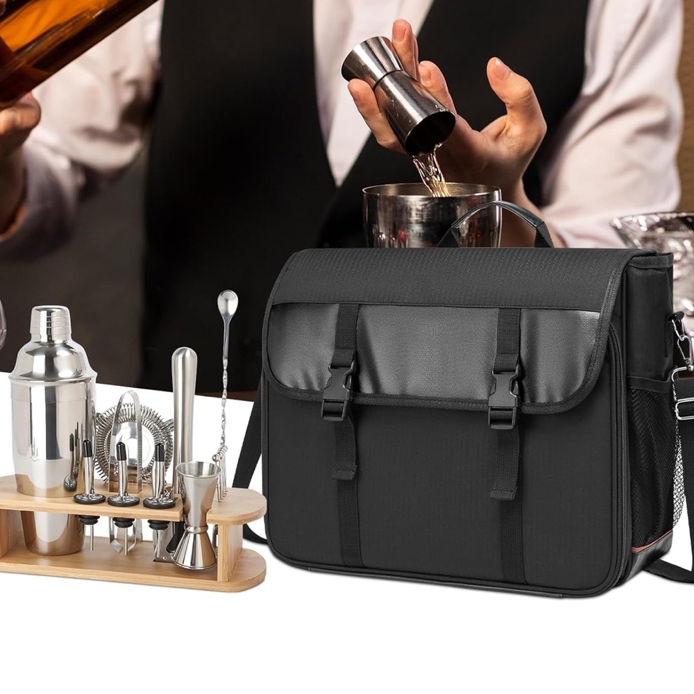 Bartender bag for bar tools set new